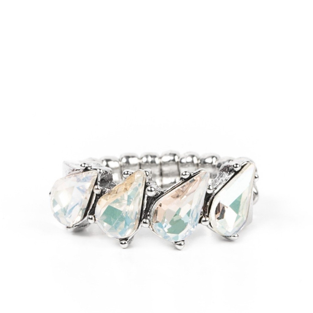 Elegant Silver Crystal Women's Ring Bling or Bust White Ring Fashionable Jewelry